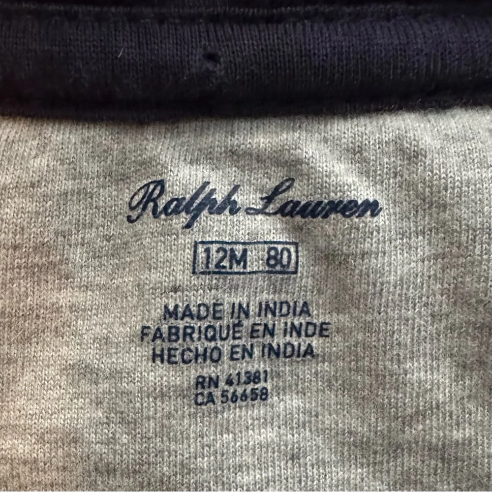 Polo Ralph Lauren Gray Sketch Graphic Varsity Zip Hoodie Sweatshirt Baby 12M